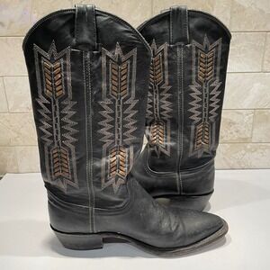 Farylrobin Free People Black Leather Cowboy‎ Boots Women's Size 8 Western
